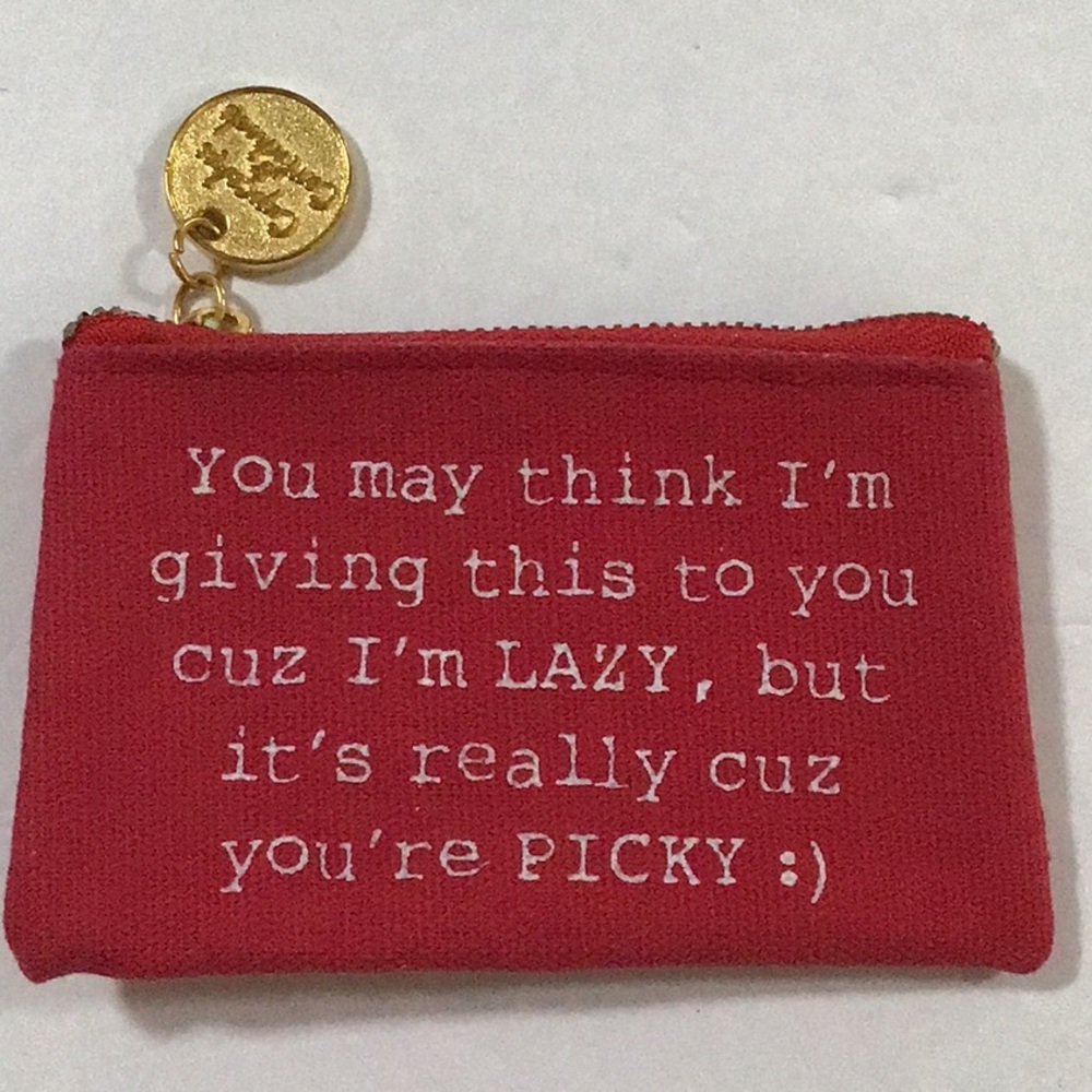 Cupcakes & Cartwheels Red Canvas Gold Zipper Pull Funny Small Coin Change Purse